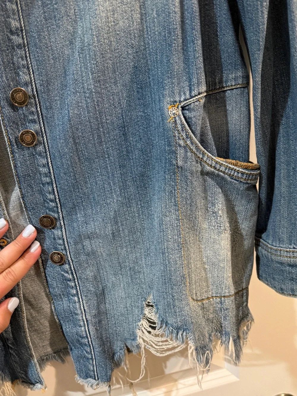 Free People Medium Wash Denim Jacket - Picture 3 of 4
